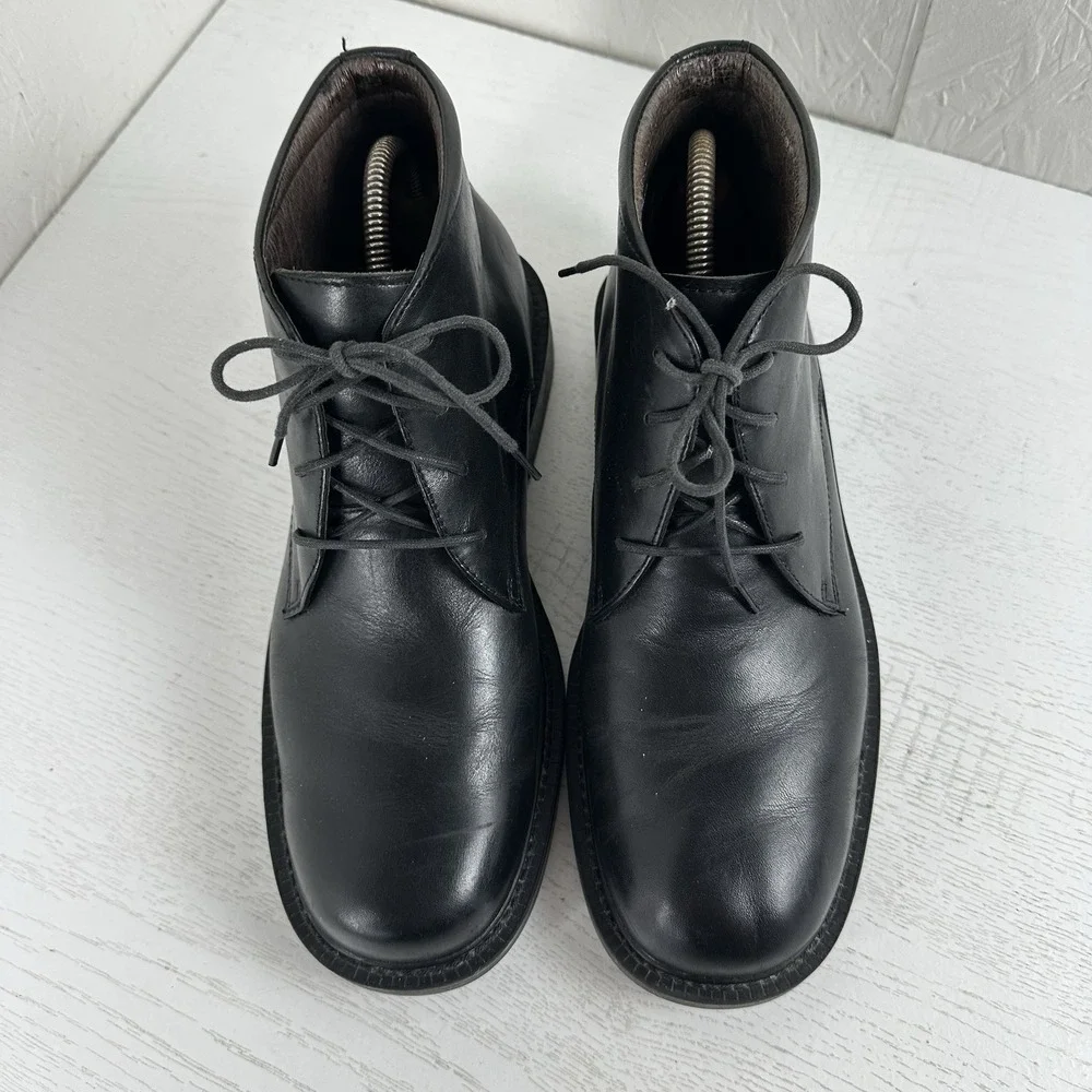 Bill Blass Mens 9‎ Wilshire Chukka Black Leather Boots Lace Up Dress Boot Shoe